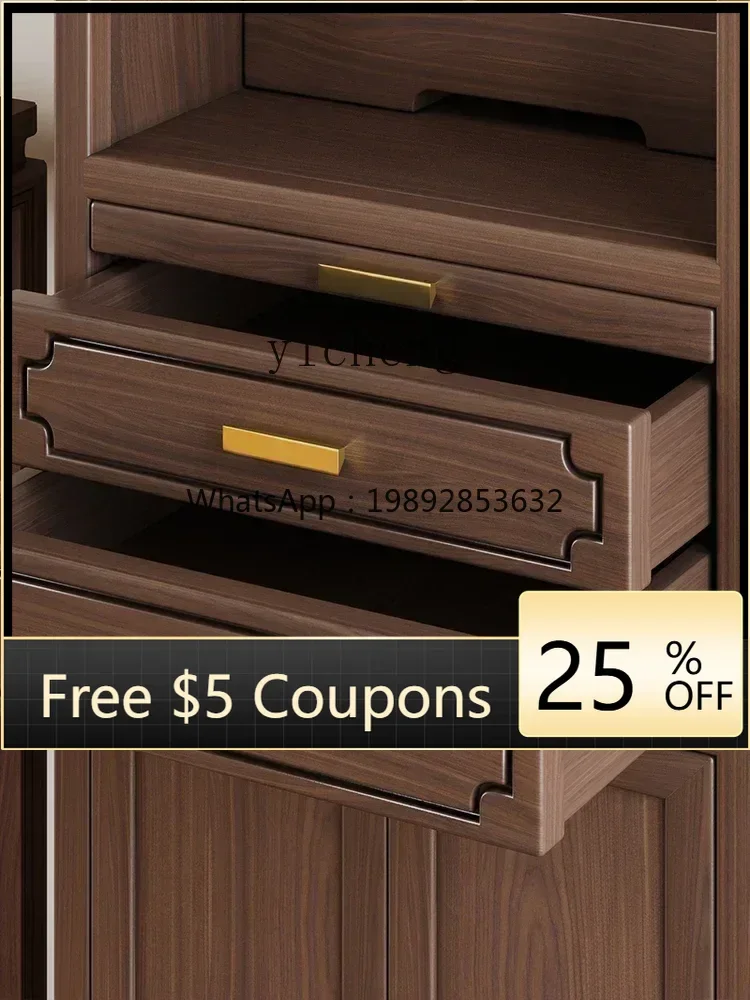 

Black Walnut Solid Wood Double-Drawn Buddha Niche Clothes Closet God of Wealth Guanyin Altar Buddha Cabinet