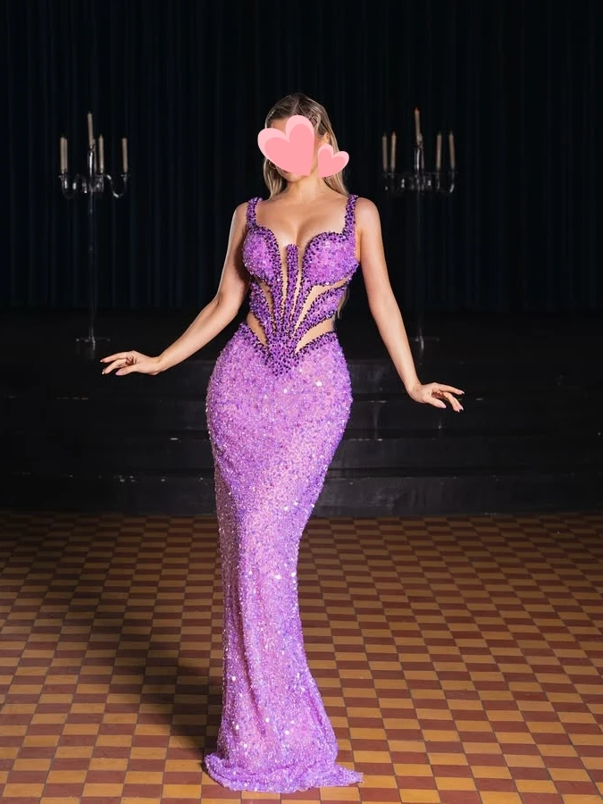 

Other Shore Elegant Vintage Sweet Lilac Mermaid Crystal Beads Sexy Customized Formal Occasion Prom Dress Evening Party Gowns