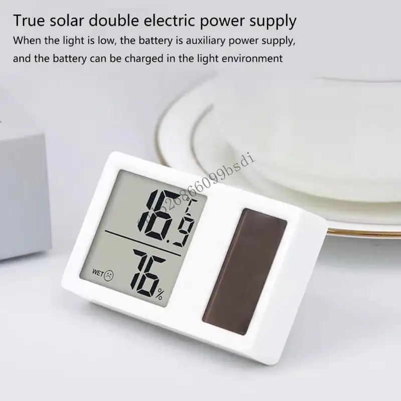 

11UA Desktop Thermometers Hygrometer for Home Indoor Office Solar Power Temperature Humidity Measurement Meter Gauge