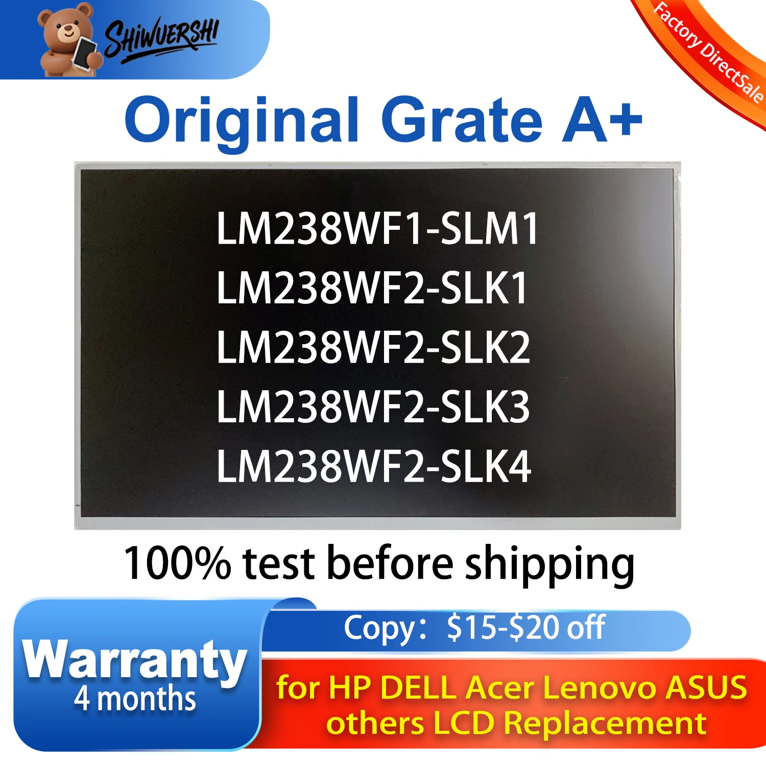 

Оригинальный LM238WF1 SLM1 LM238WF2 SLK1 SLK2 SLK3 SLK4 23,8-дюймовый IPS 30-контактный ЖК-дисплей для HP Lenovo Acer ASUS Dell AIO