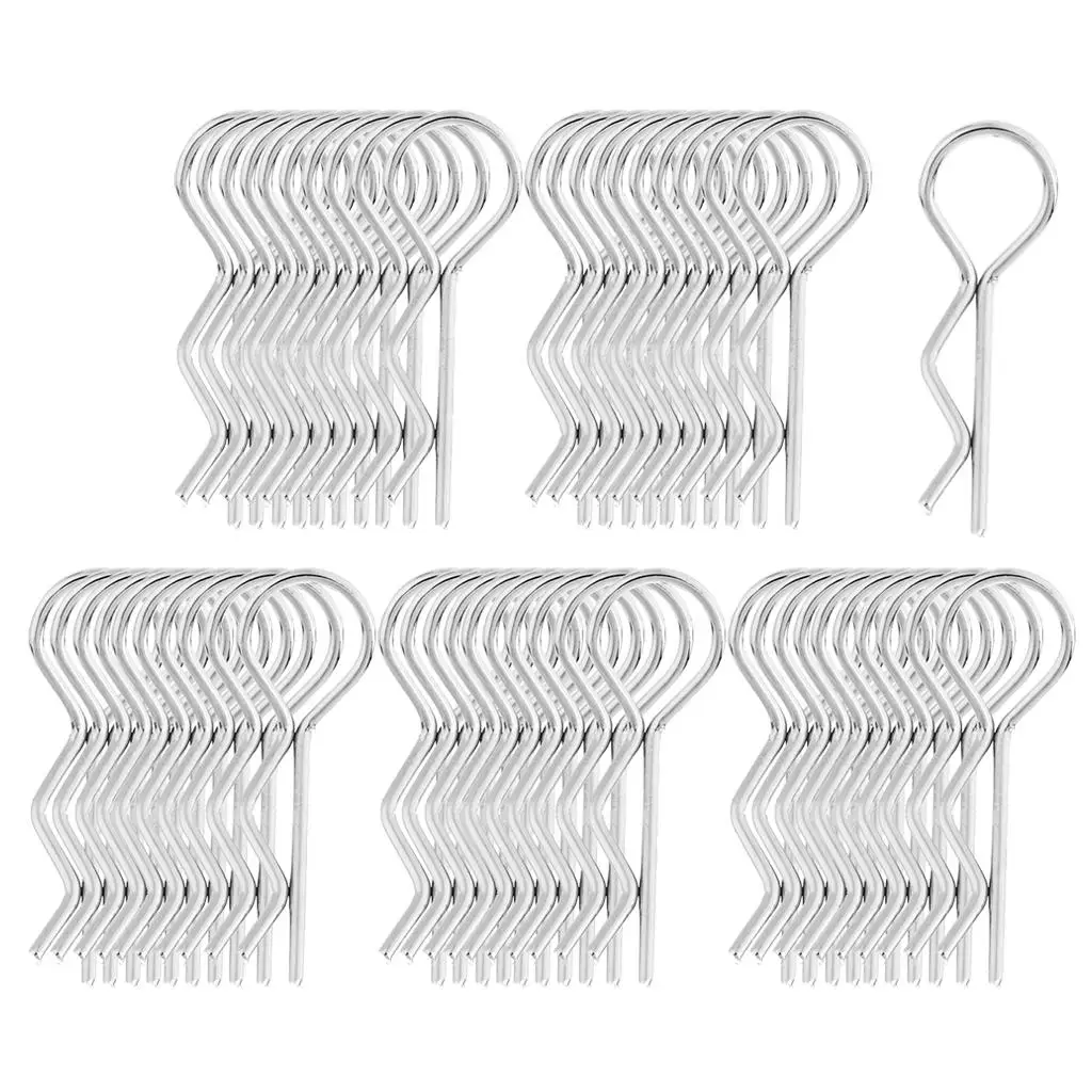 RC Crawler Car Shell Clip 50pcs Silver Stainless Steel R Pin Parts for 1/10 1/12 1/8 Electric RC Car