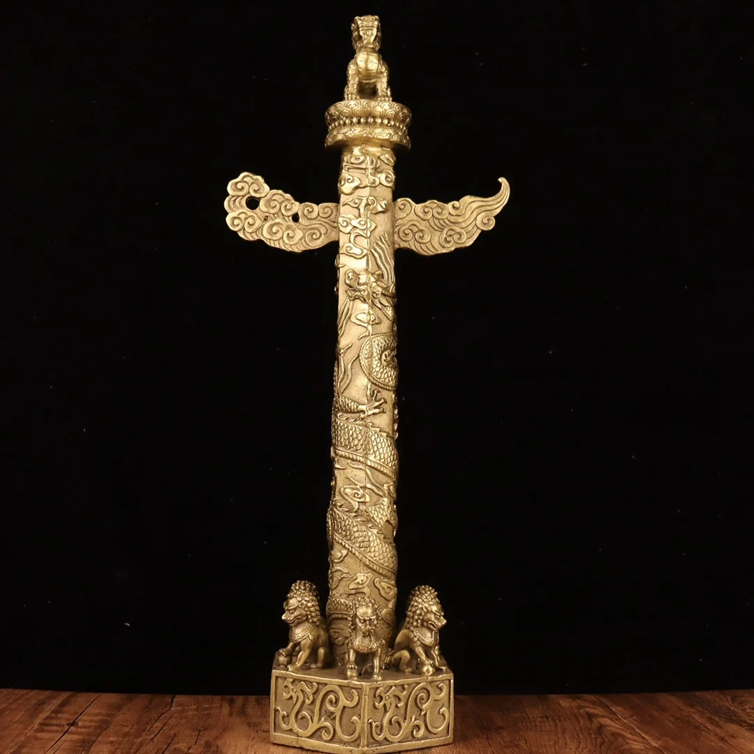 2025 New Brass Chinese Huabiao Column - Exquisite Craftsmanship Featuring Lion and Auspicious Cloud Designs