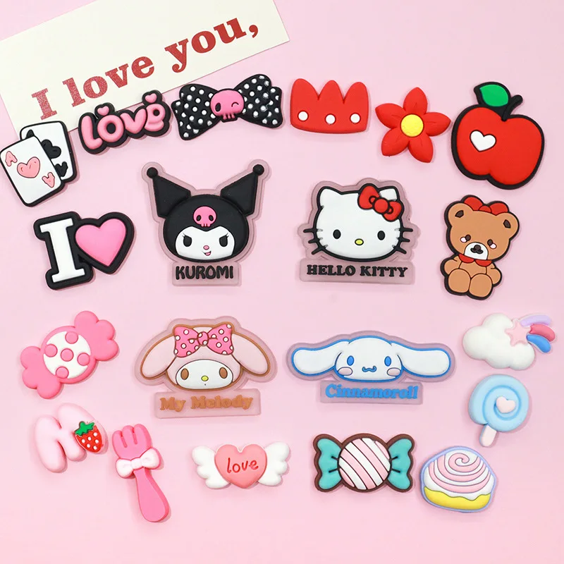 Transparent Hello Kitty Kuromi Cinnamoroll My Melody Shoe Charms for Sandals & Slippers Accessories Women Girls DIY Decorative