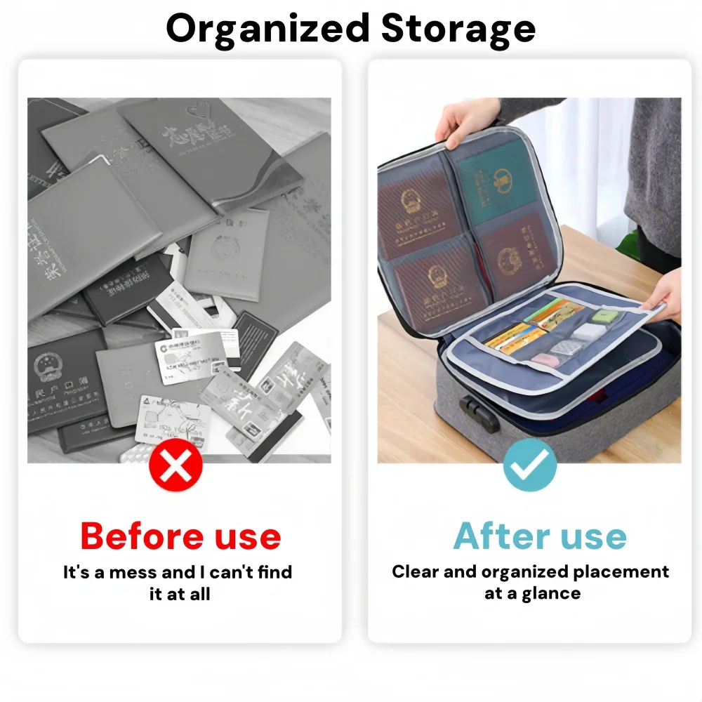 Valigetta di grande capacità Borsa per documenti Custodia per organizer per file di certificati Valigetta per passaporto da viaggio per la casa con serratura