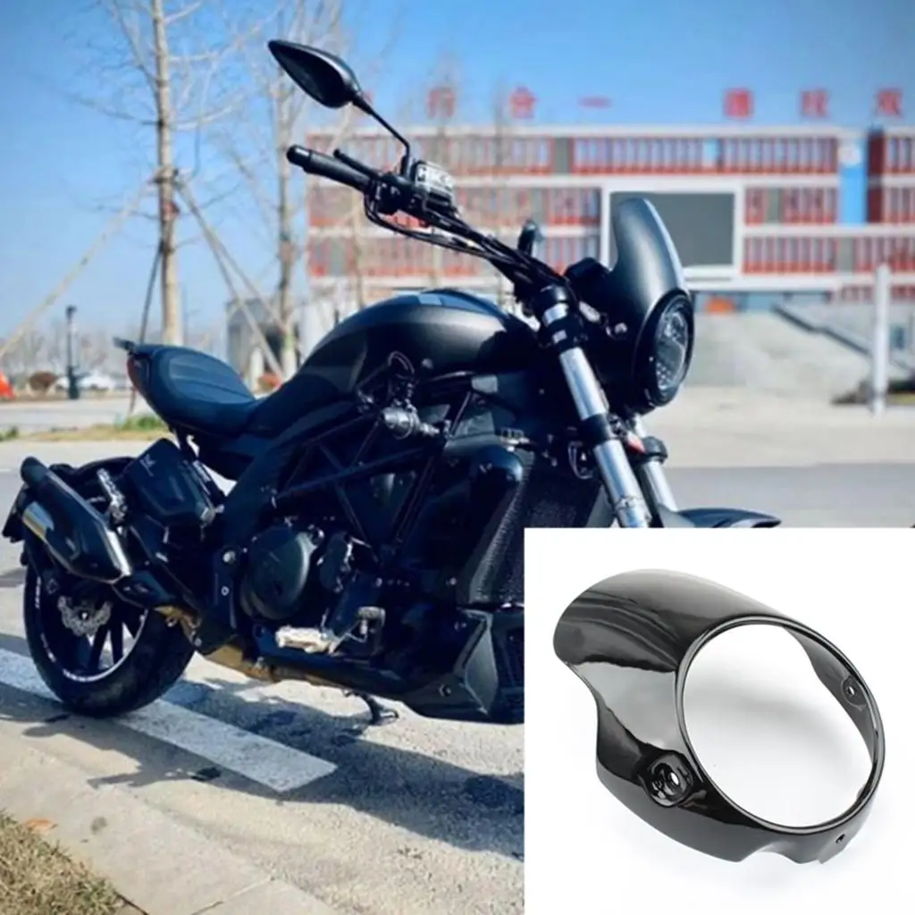 

Racer Style Motorcycle Windshield Kit Headlight Fairing Black Plastic Cover for Accessories