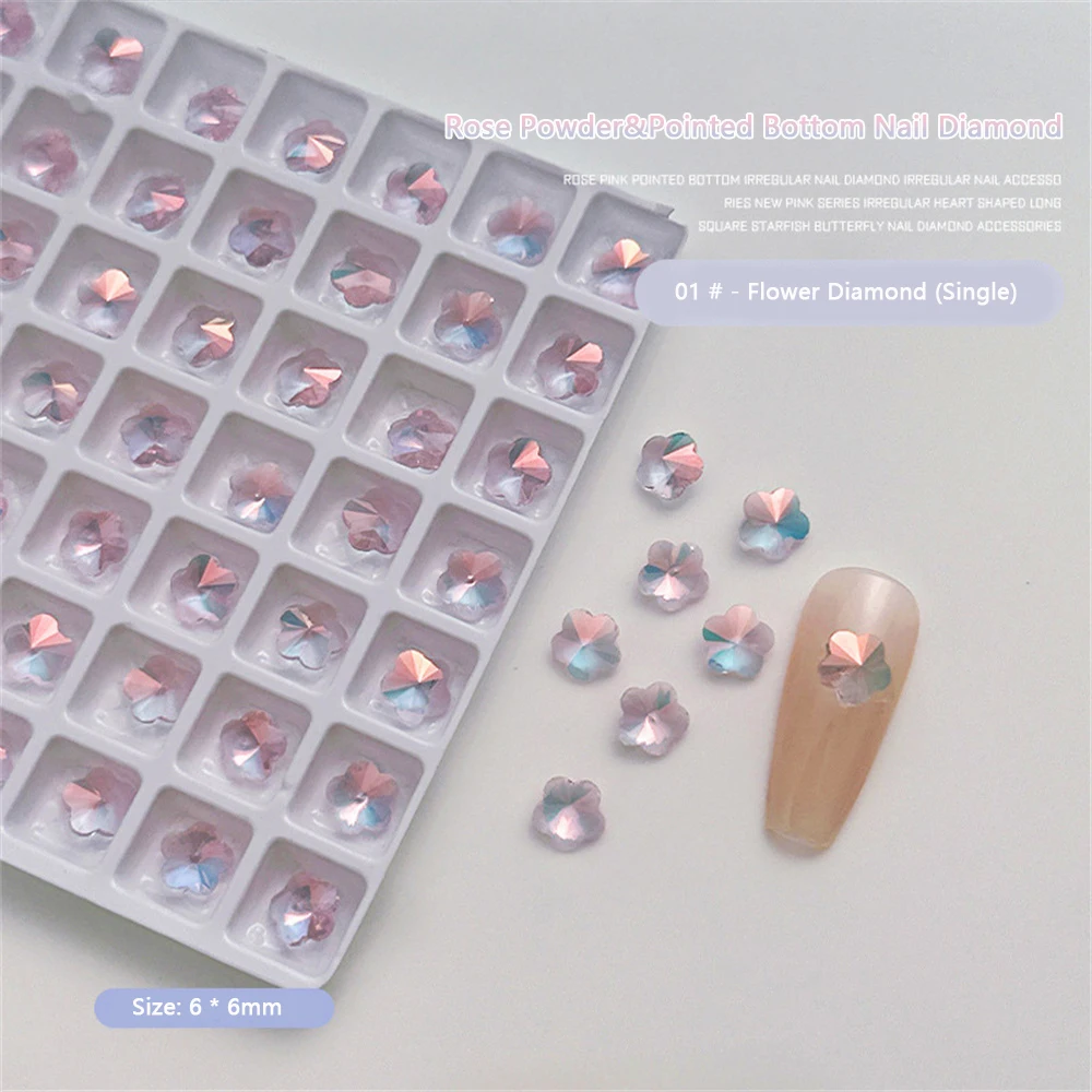 Cone Drill Unique Crystal Fat Square Nail Decoration Opposite Sex Drill Nail Drill All-match Temperament 4 Patterns Fashion