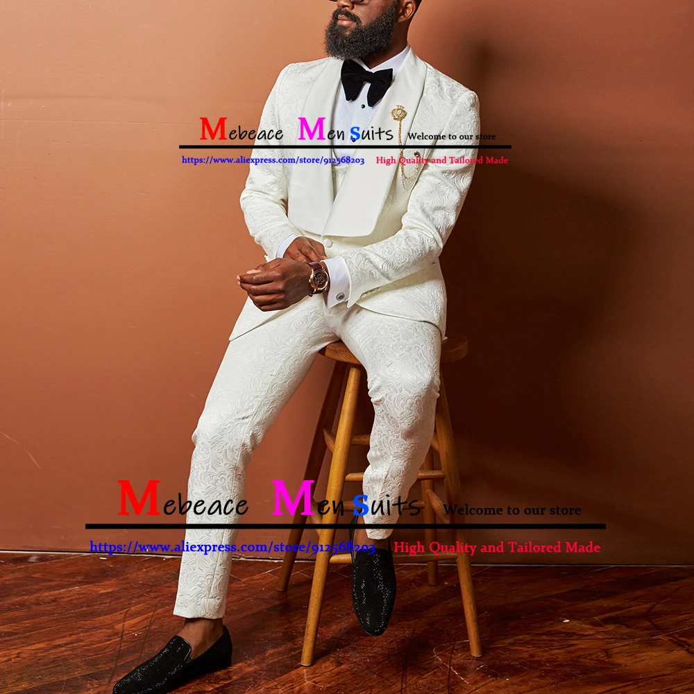 

Luxury Beige Floral Print Men Suits Slim Fit Wedding Suit for Men 2022 Groom Wedding Suit Tuxedo 3 Pieces Costume Mariage Homme