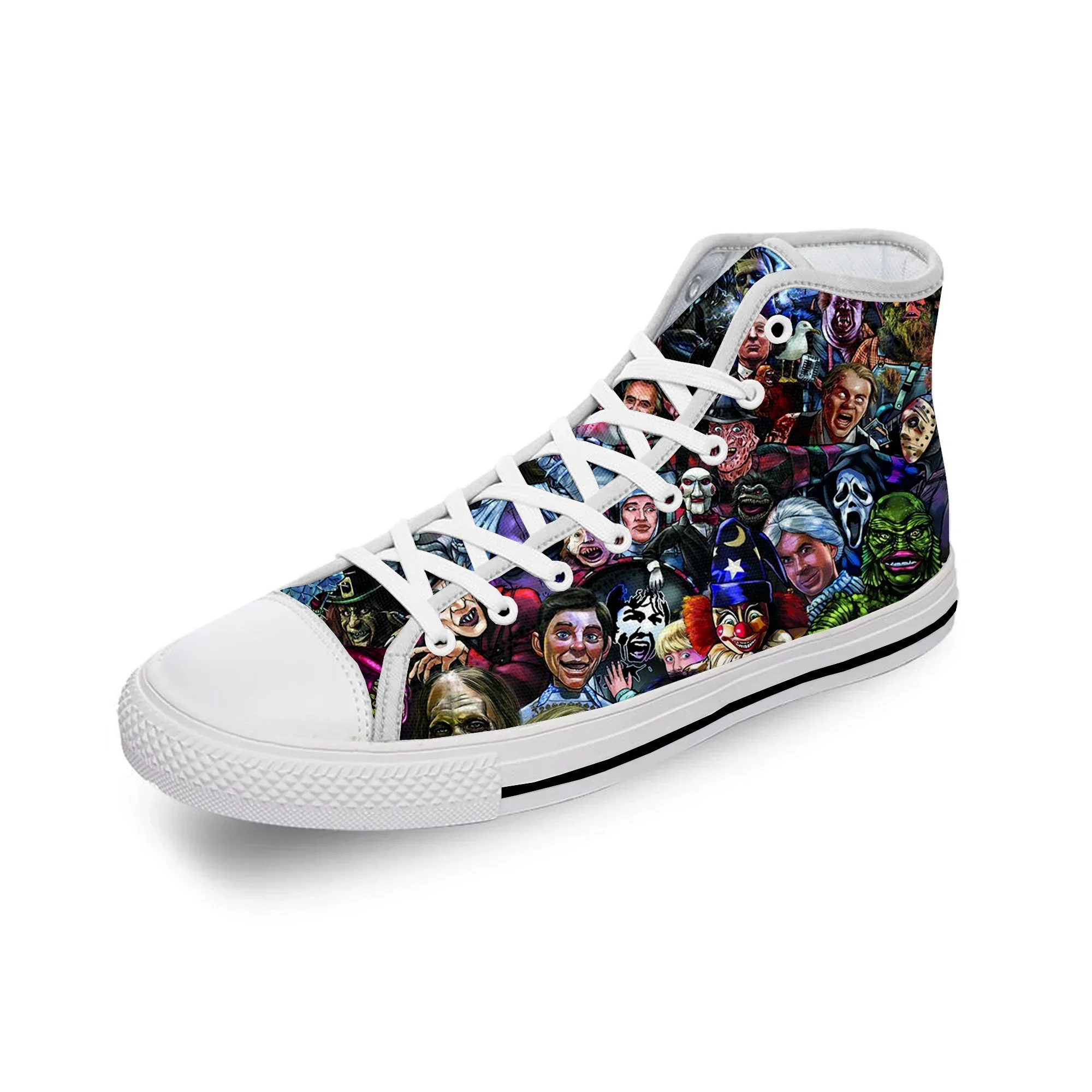 

Horror Movie Villains Characters White Cloth Fashion 3D Print High Top Canvas Shoes Men Women Lightweight Breathable Sneakers