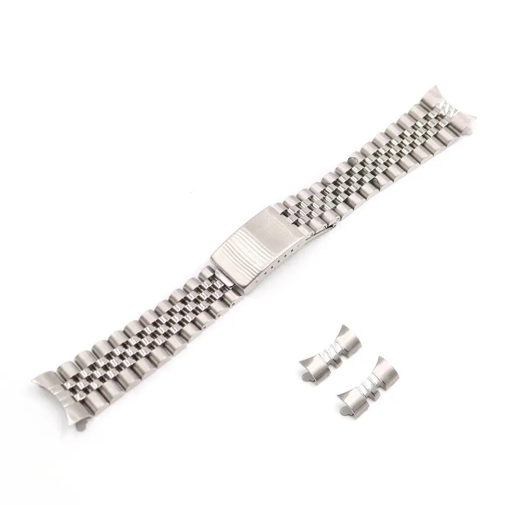 19mm Silver Steel Curved Vintage Jubilee Watch Band For Datejust GMT