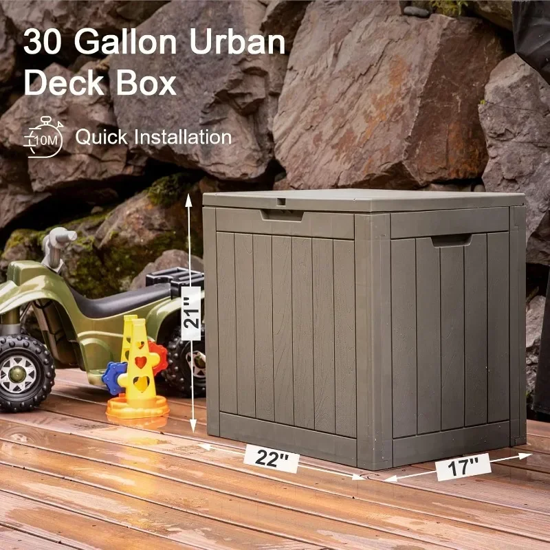 Realife 30 Gallon Outdoor Storage Box for Transport, Lockable Waterproof Transport Box for Yard Tools, Outdoor Cushions Pillows,