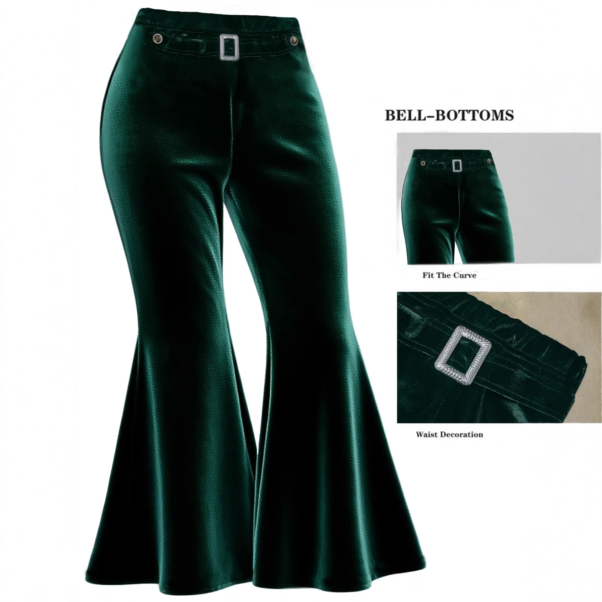 

winter versatile wide-leg pants with metal decoration large size gold velvet wide-leg pants casual pants