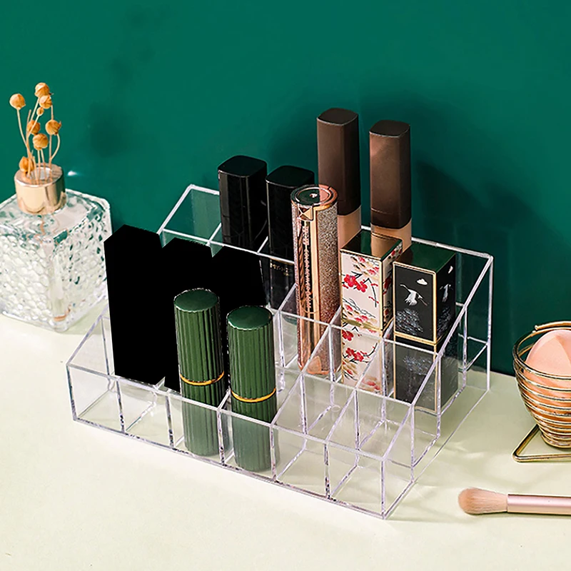 Clear 9-40 Grid Lipstick Stand Case Makeup Organizer Storage Box Lipstick Display Stand Holder Cosmetic Jewelry Organizer Box