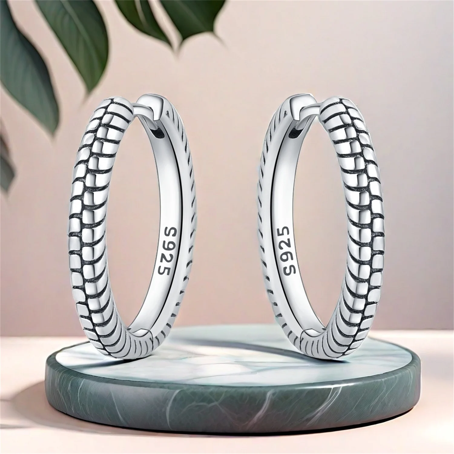 Real 925 Sterling Silver Minimally Designed Earring Jewelry Hoop Earrings For Women Jewelry Fine Birthday Party Gifts