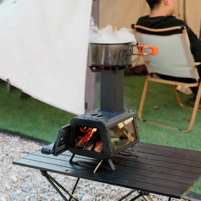 

Wholesale Outdoor Multi Fuel Rocket Stove Portable Camping Heater Cooker Firewood Stove