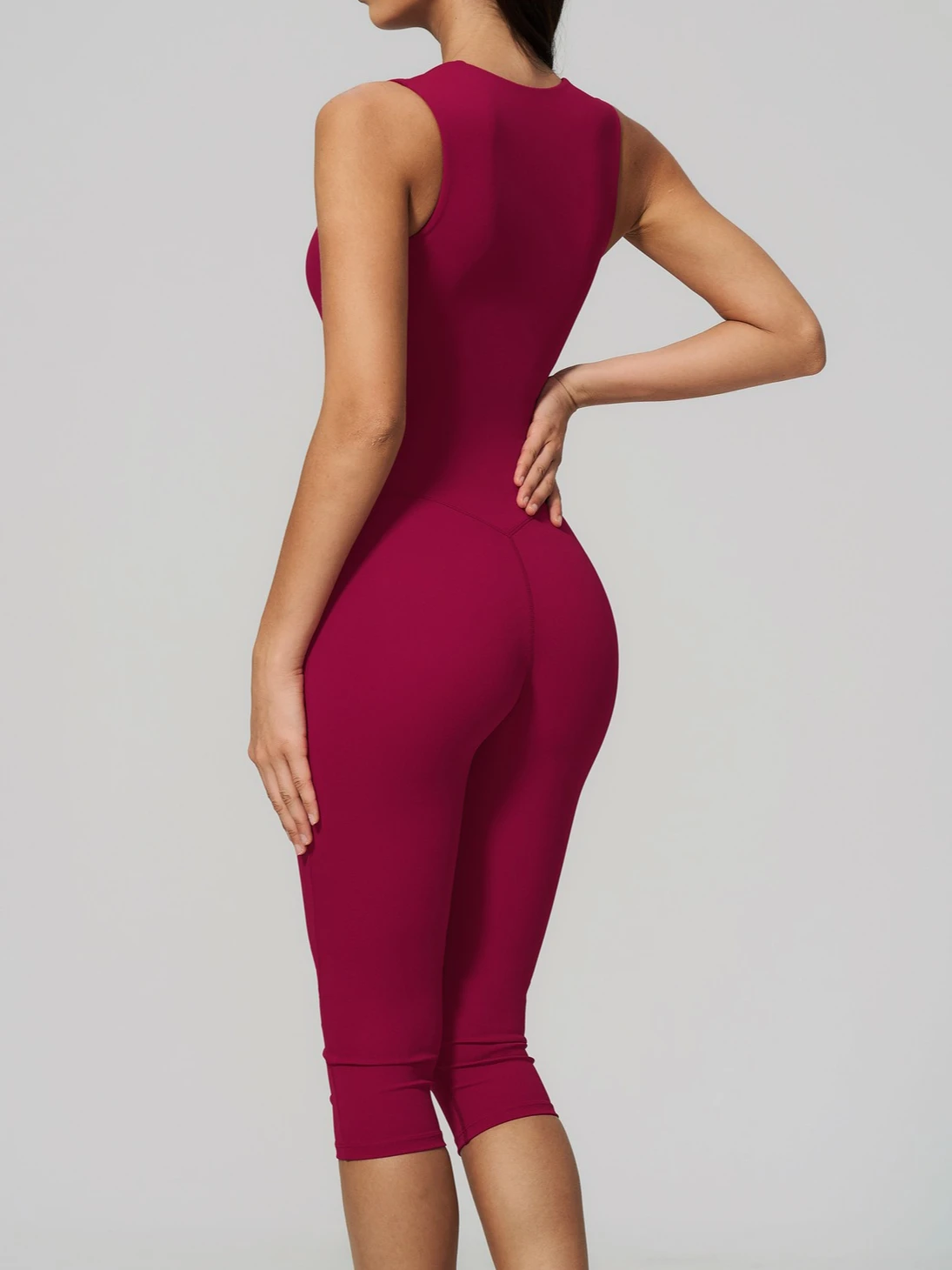 Hot Elegant Square Collar Yoga Jumpsuits for Woman Sleeveless One Piece Tight Gym Fitness Sporty Overalls Female Solid Bodysuit