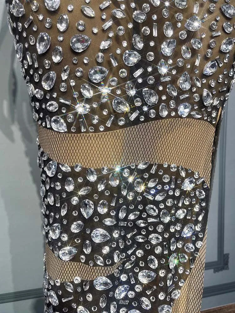 جودة عالية الساخن ختم مثير منظور شبكة الرقبة فستان معلق 2025 موضة جديدة مخصصة الملابس النسائية #5