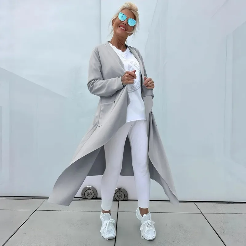 

Women's Cardigans Jackets Irregular Windbreakers Winter Solid Color Long Pleated Pocket Jacket for Women Long Coat Sweatshirt