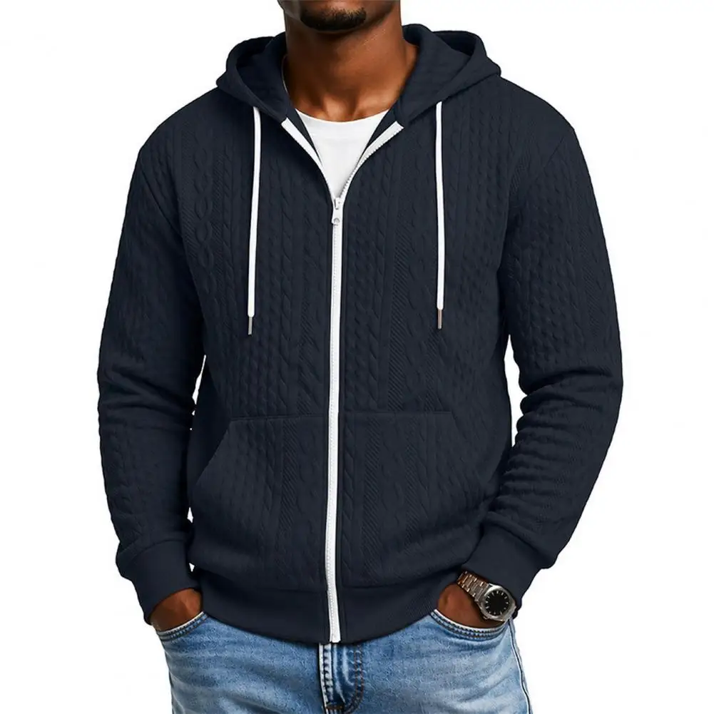 Casual Loose Warm Jacket Daily Commuter Pullover Men's Hooded Jacket Athletic Zip-up Sweatshirt Long Sleeve Loose Fit Hoodie