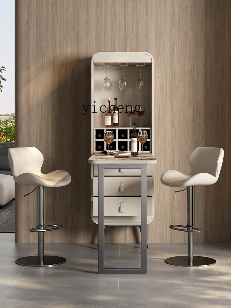 Tqh Light Luxury Home Wine Cabinet Bar Integrated Modern Minimalist Multi-Functional Restaurant Retractable Bar Counter