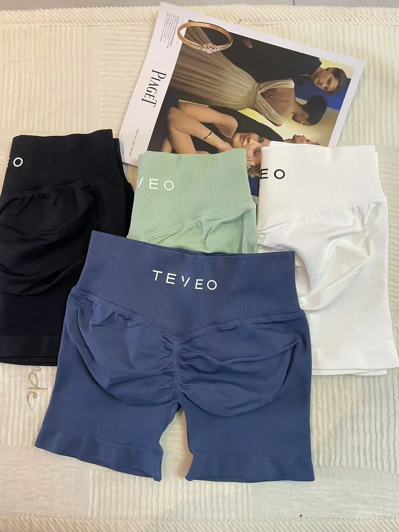 TEVEO Dynamic Shorts 4.5' Seamless Knead Butt Yoga Short Rib High Belt Gym Short High Stretch Cycling Shorts for Women Running