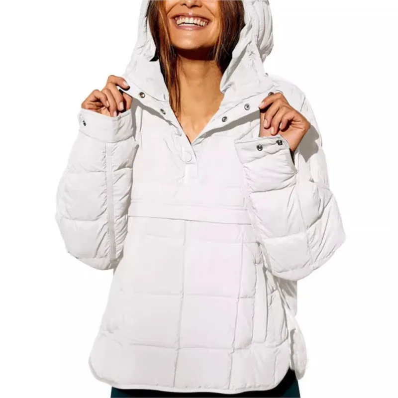 Casual Fashion Parka Jacket Outwear 2025 Autumn Winter Solid color Long Sleeve Pocket Hooded Pullovers Top Lady Outdoor Outfits