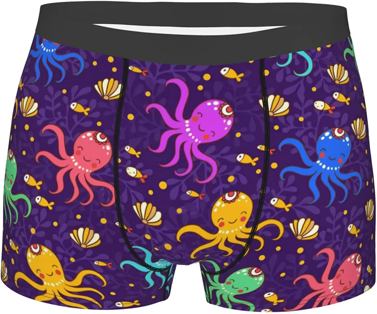 Men's Boxer Briefs Colorful Octopus Boxer Shorts Soft Breathable Stretch Underwear Trunks with Bulge Pouch for Men Boys