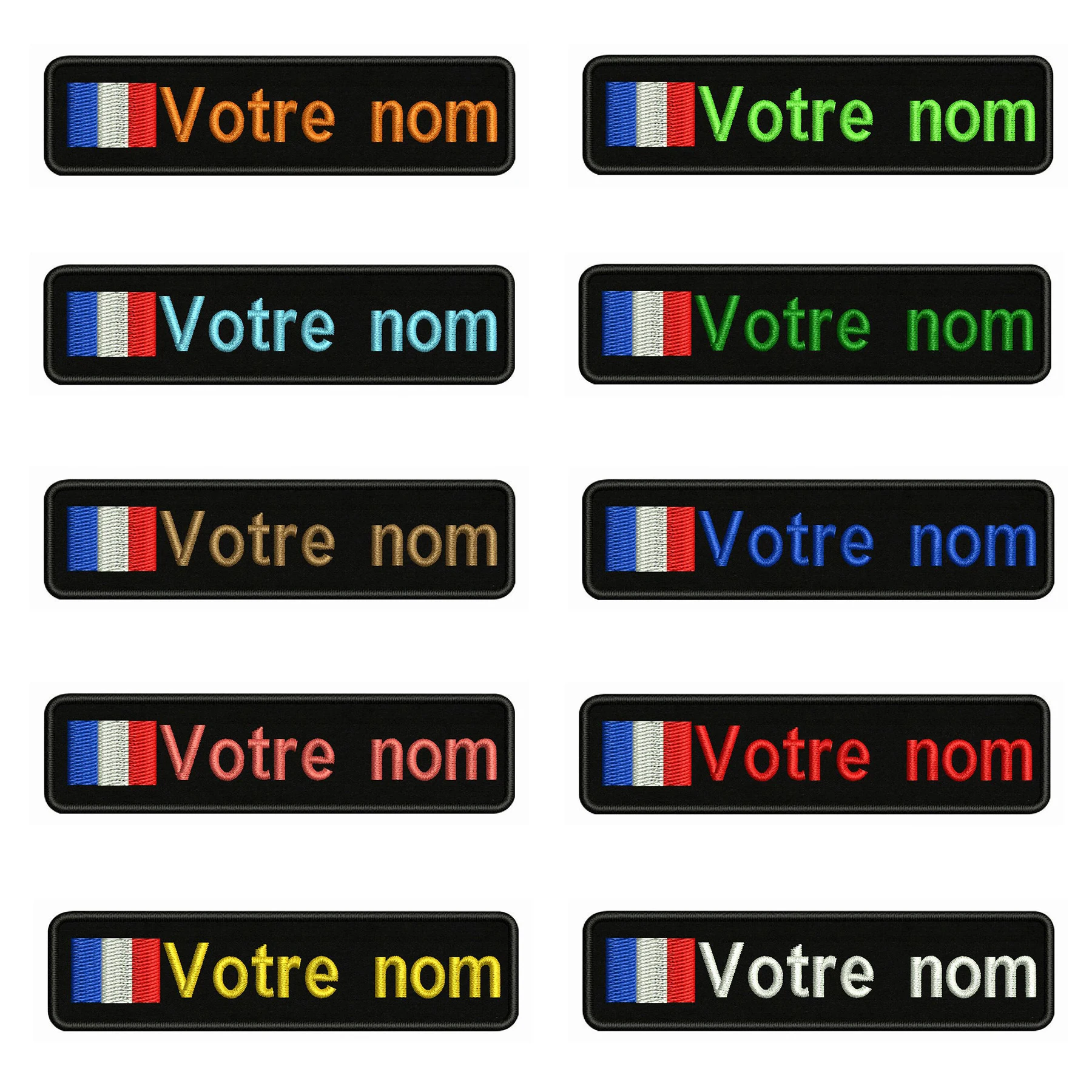 1PC 10cmx2.5cm French flag France Custom Personalized Name Patch Stripes Badge tags Armband Iron On Or Hook Loop embroidered