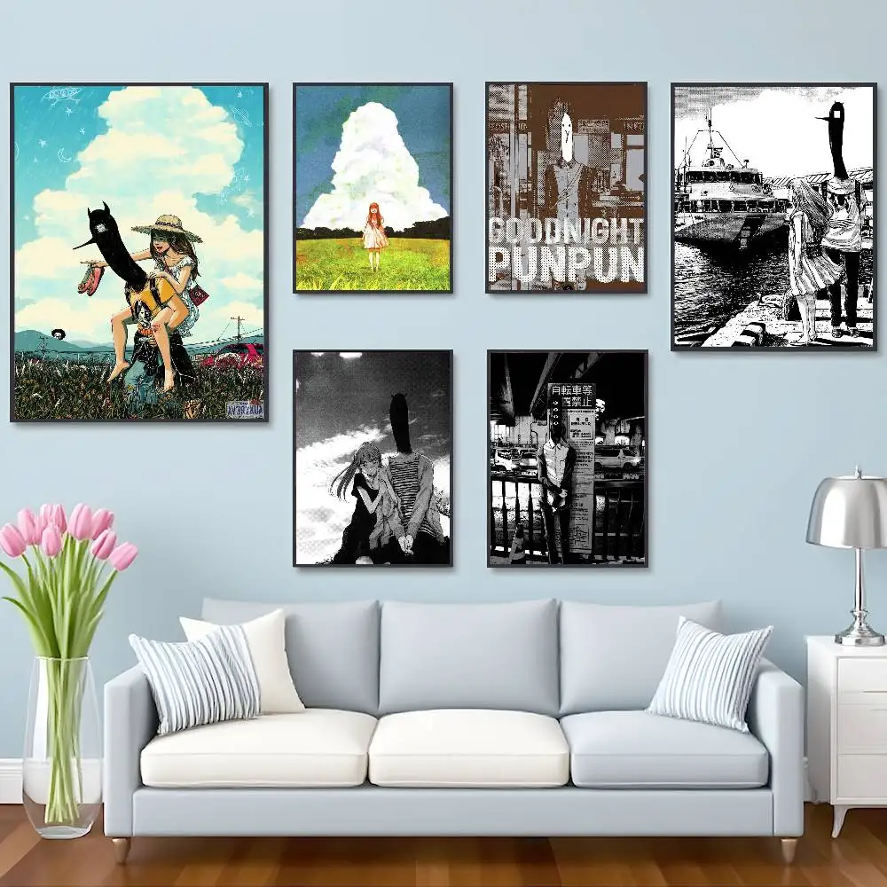 Anime G-Goodnight punpun Poster HD Self-Adhesive Waterproof Posters Versatile Decor for Homes Bars Hotels More