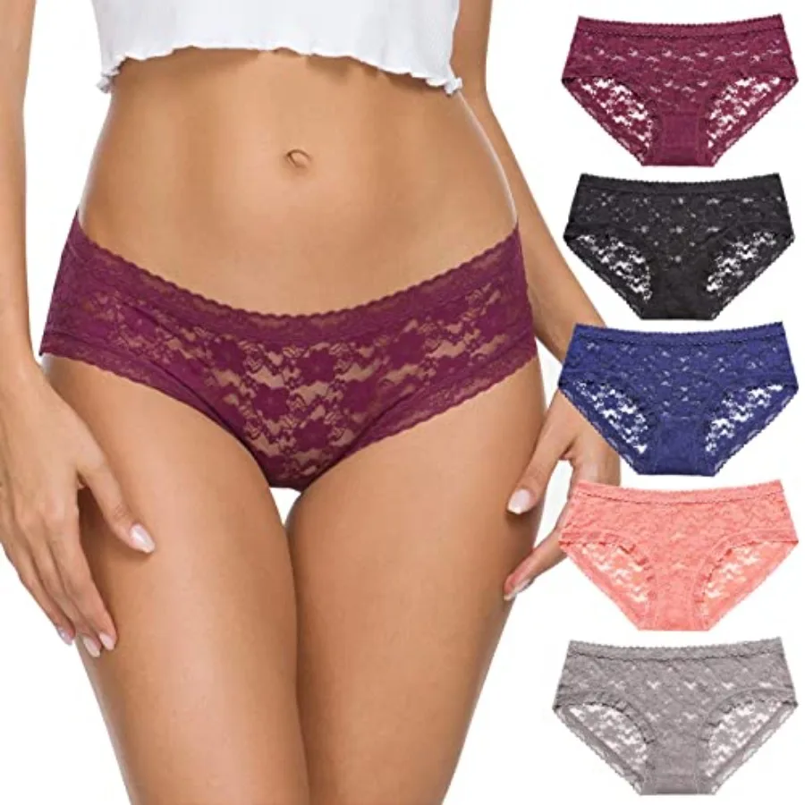 

Wealurre Womens Underwear Lace Sexy Panties Bikini Panty for Women Seamless Hipster pack