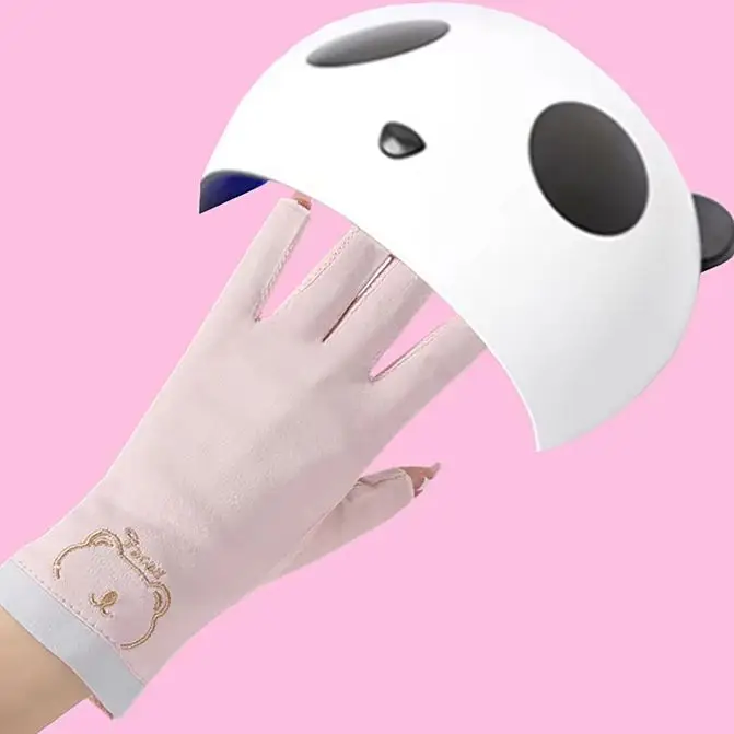 LED Lamp Nails Dryer Radiation Hand 1 Pair Anti UV Nail Gloves UV Gel Shield Glove Fingerless Manicure Nail Art Tools