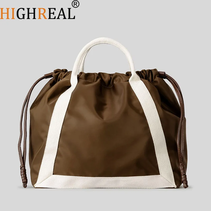 

Модные женские сумки со вставками, сумка через плечо на шнурке, водонепроницаемые нейлоновые сумки через плечо, большая вместительная сумка-тоут, кошельки для покупок