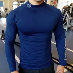 T-shirt de fitness à manches longues pour hommes, chemises d'entraînement, course à pied, compression, maigre, vêtements d'entraînement musculaire en Y