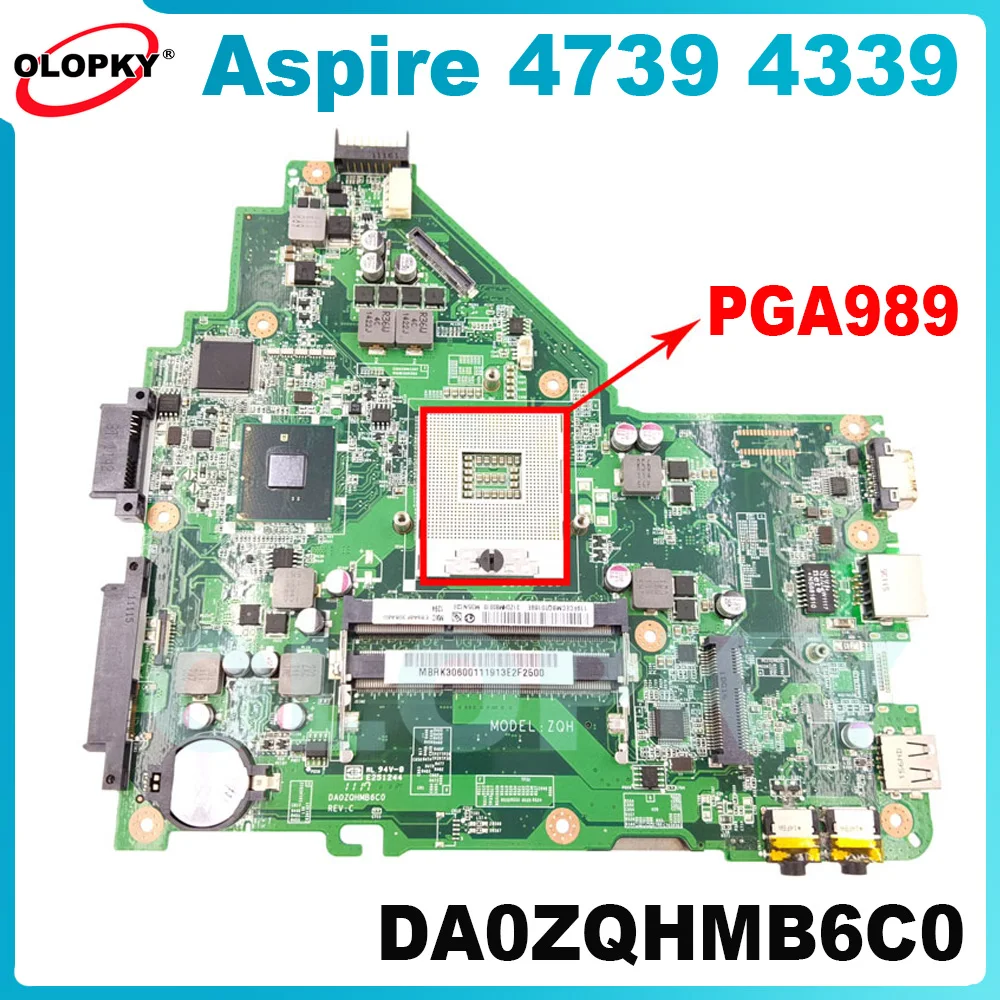 

DA0ZQHMB6C0 Материнская плата для ноутбука ACER Aspire 4739 4339, материнская плата MBRK 306001 МБРК 301001 HM55 UMA DDR3 полностью протестировано