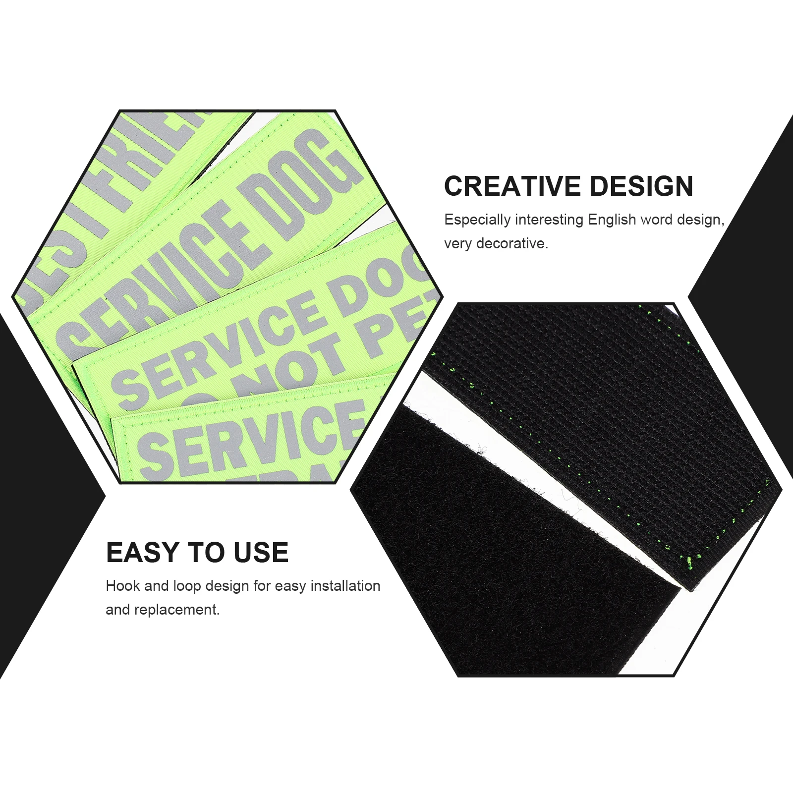 

4Pcs Pet Harness Patch Wear-Resistant Reflective Dog Supply Letter Design for Service Dog Professional Use