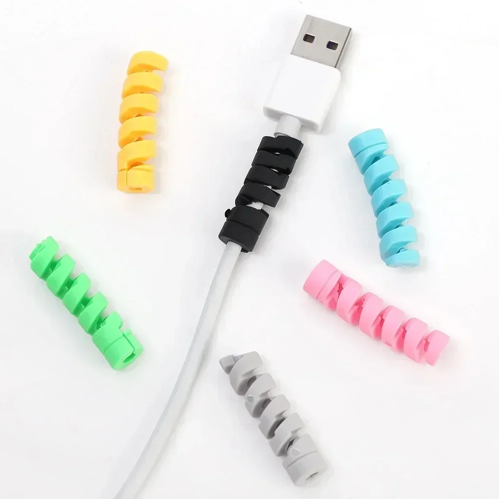 Universal Spiral Cable Protectors Soft Silicone Charger Wire Winder Cord Organizer for MacBook Headphone Charger Cord End Savers