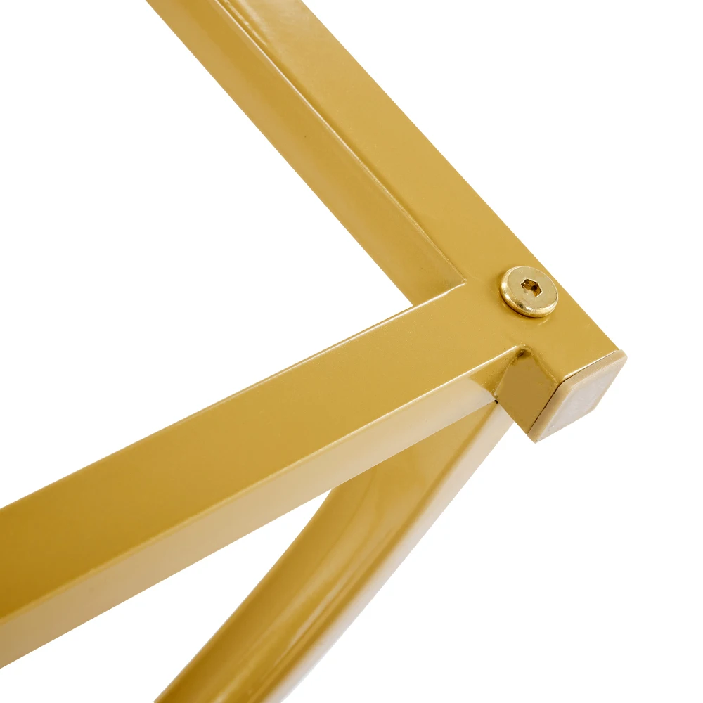 PINGGO Weißes Esstisch-Set mit 4 Samtstühlen, MDF-Tischplatte, vergoldeter Eisenrahmen, moderne Luxusmöbel für die Küche – Detail 15