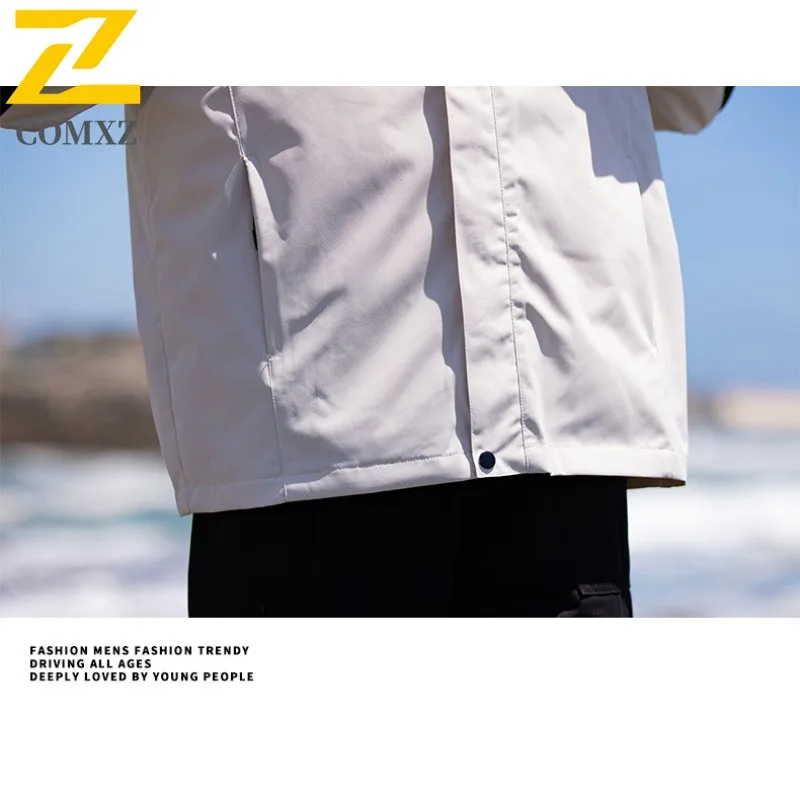 سترة COMXZ الخارجية بغطاء للرأس للرجال متعددة الاستخدامات لتسلق الجبال ومضادة للرياح للدراجات النارية سترة غير رسمية للارتداء اليومي معطف خريفي بسحاب #6
