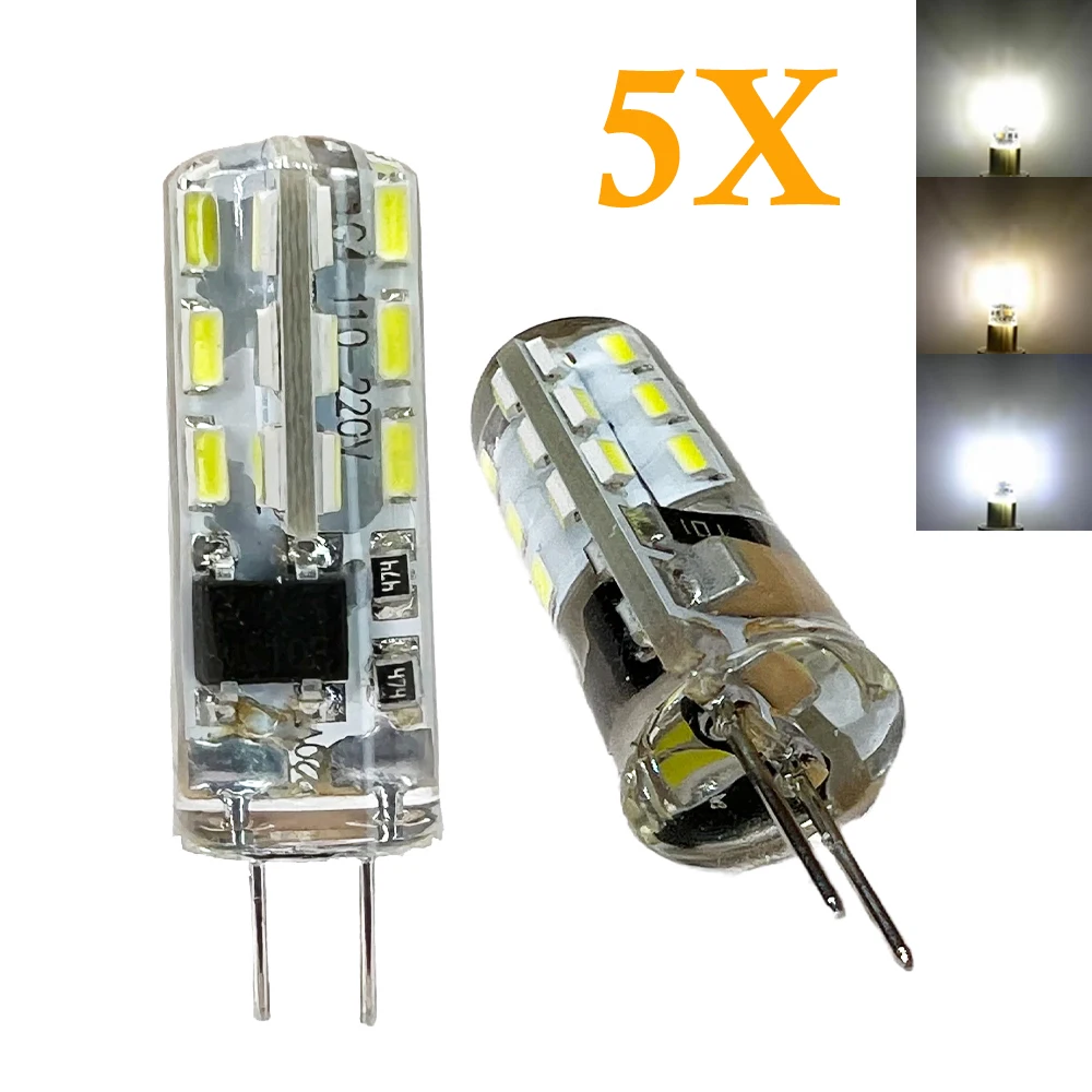 

5pcs G4 Led Light Bulbs 24Leds Bulb 220V 2W Silicone Dc12V 3000K 4000K 6000K Chandelier Spotlight Bombillas Replace Halogen