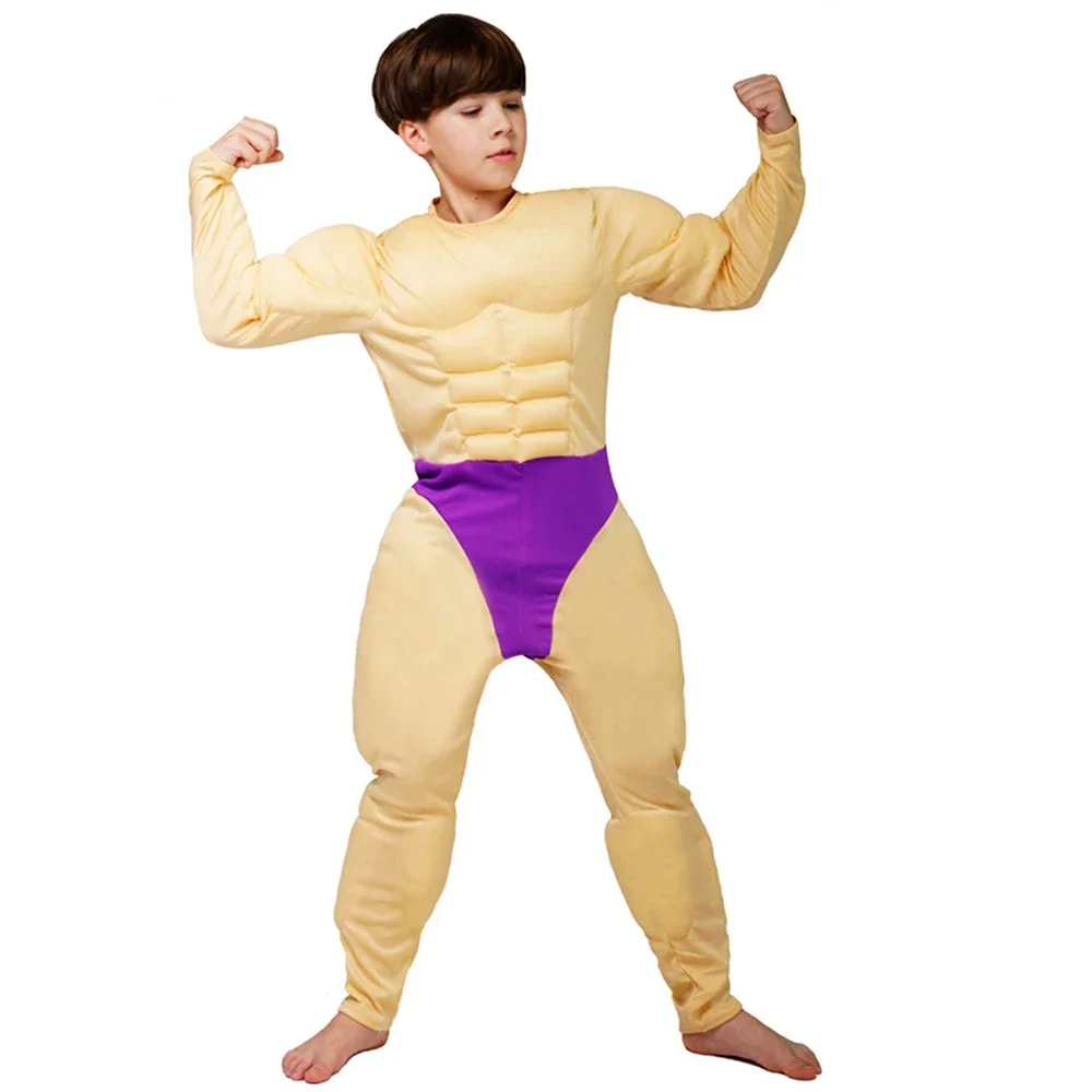 Muskelbrust-Halloween-Kostüm, gruseliges Cosplay-Outfit für Männer, Party, Rollenspiel, Requisite, Bodybuilder, Physique-Anzug mit verbesserten Bauchmuskeln