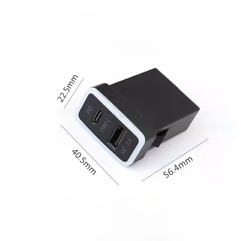 1PC Car Charging Adapter with Cable PD QC 3.0 USB Charger for Toyota Tacoma Land Cruiser Reiz Hilux Prado 120 FJ CRUISE