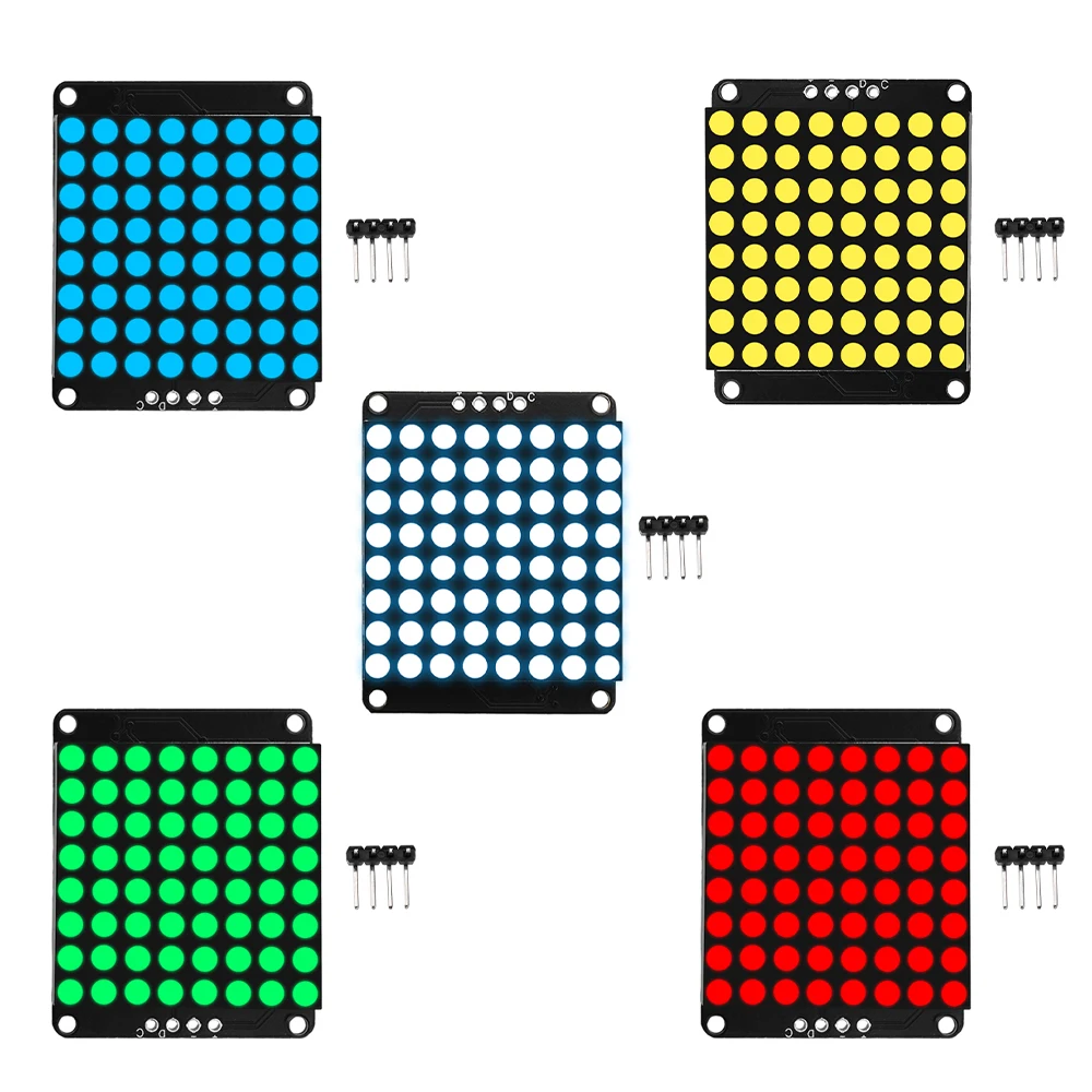 8×8 Matrix Common Cathode LED Dot Matrix Display Module, HT16K33 Driver Microcontroller Communication Module, I2C Port