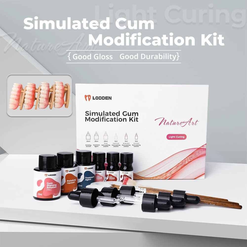 

Lodden Dental Simulated Gum Modification Kit for Polymerised Ceramics/Print Resin/Acrylic PMMA Dental Light Curing Stain Glaze