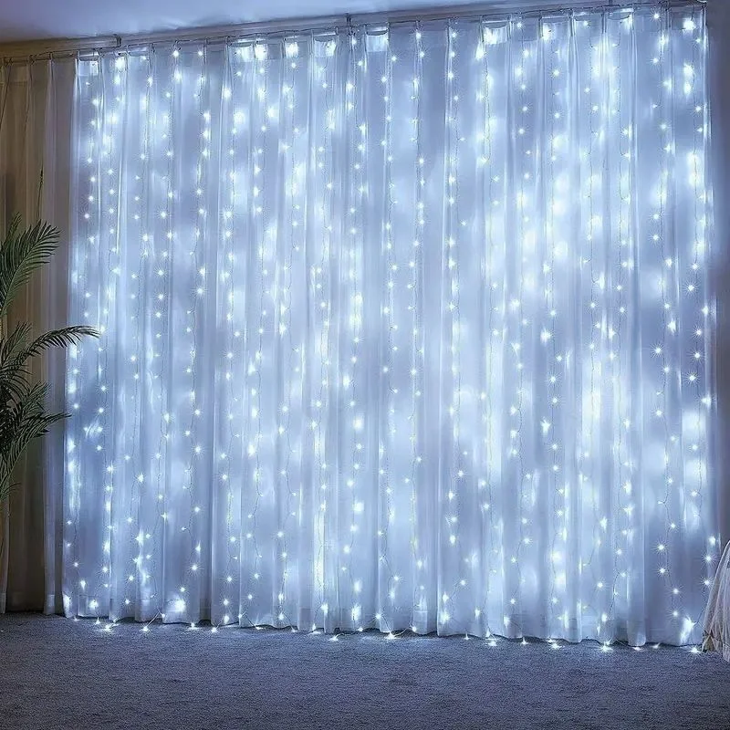 Imagem -05 - Usb Curtain String Lights Fairy Light Árvore de Natal Guirlanda Feriado Casa Quarto Decoração do Casamento Modos m m 3m