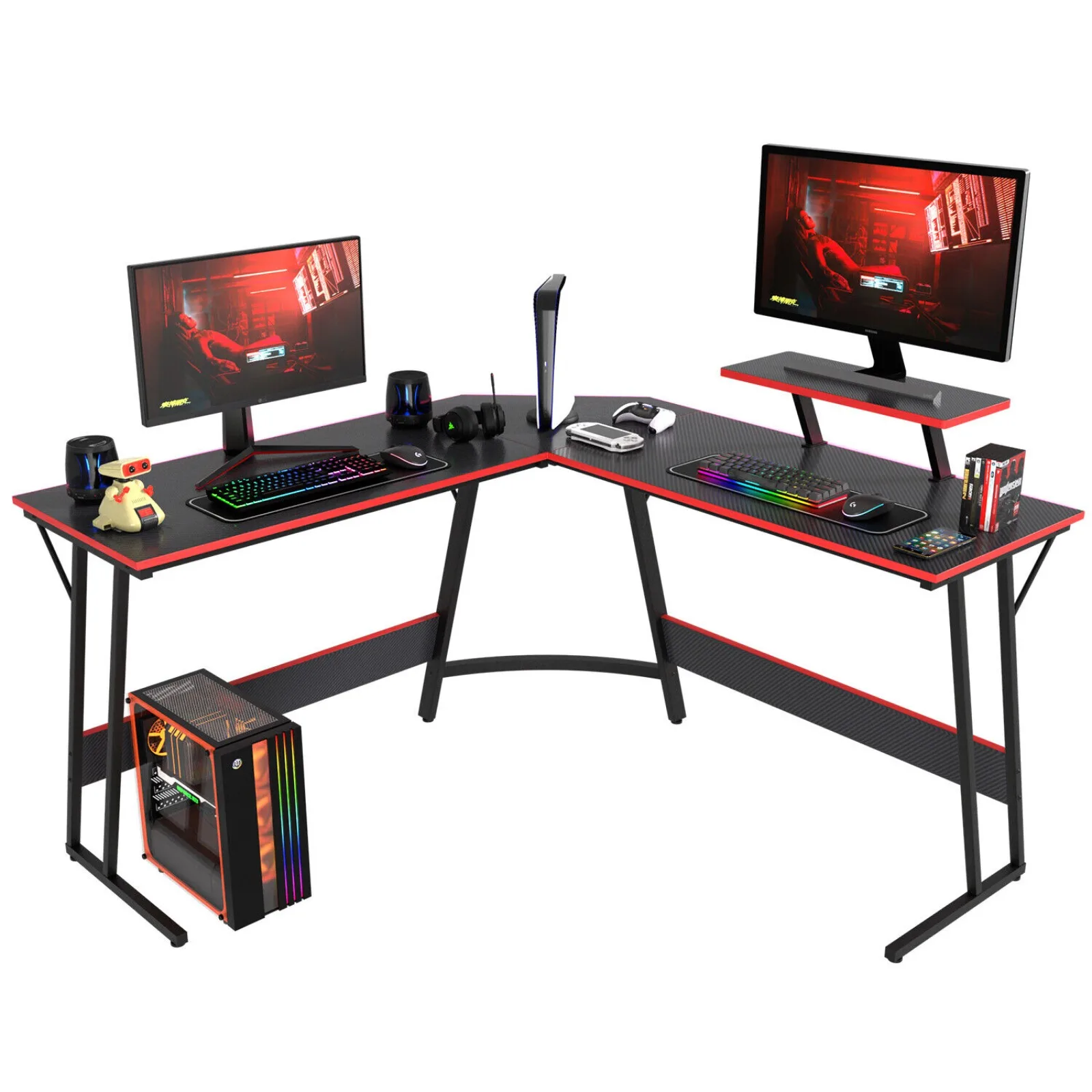 

US L Shaped Desk Corner Gaming Desk Computer Desk with Large Desktop Work Place