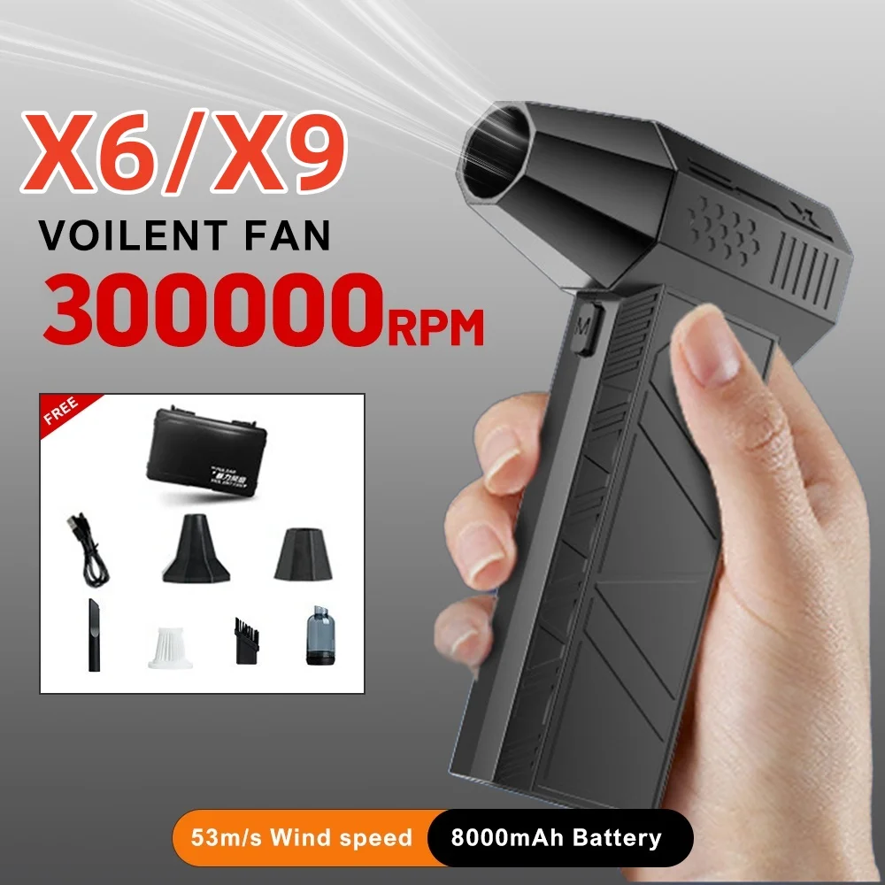 

X6 Pro Turbo Jet Fan 53M/S Портативный турбовентилятор 300000 RPM Jet Turbo Blower Бесщеточный двигатель Ручной инструмент для очистки канального вентилятора Type-C