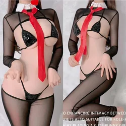 Sexy Inverse Gauze Rabbit Anime Maid Cosplay Costumes Bunny Girl Halloween Costumes Lingeries Swimwear Maid See Through Outfits