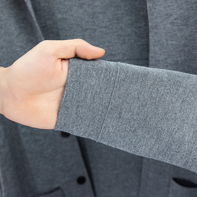 Men's Fashion Knitted Cardigan Long Sleeve Thickened Lapel Button down Pocket Solid Color Autumn Winter Trend Casual Men's Wear