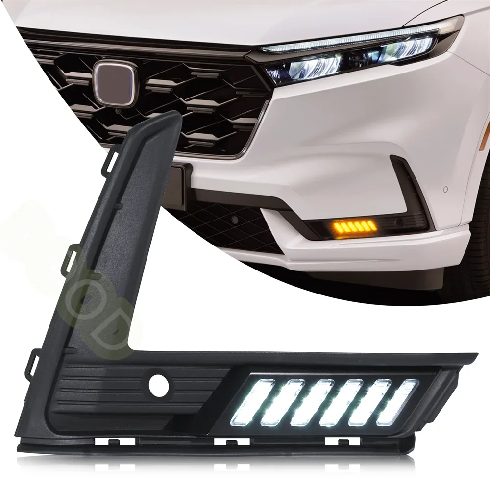 

Светодиодные противотуманные фары для Honda CRV CR-V 2023 2024 2025, светодиодные противотуманки, дневные ходовые огни, желтые указатели поворота, автоаксессуары