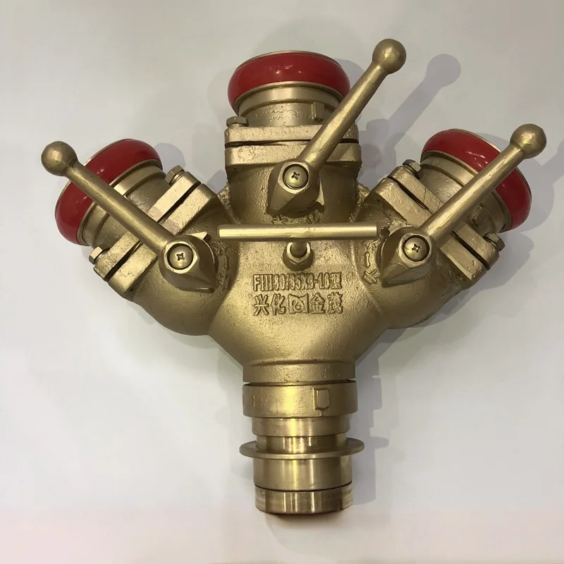 Factory Direct All Brass 3-Way Fire Water Divider 80 Inlet 65 Outlet Fire Hose Wye 80*65 Fire Water Splitter for Firefighting