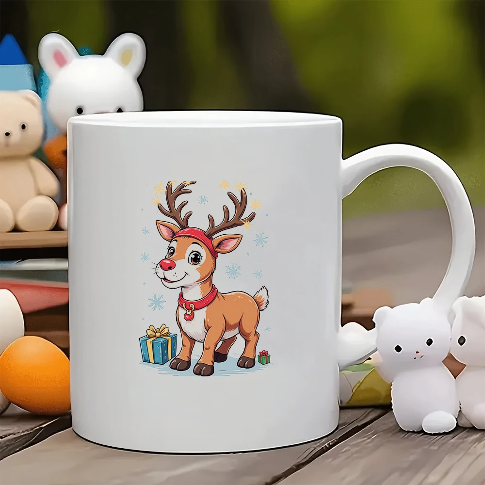 

11oz Cup + Cartoon Reindeer Christmas Theme Water Bottle - Kids Gift Essential for Home & Office Limited Christmas Edition